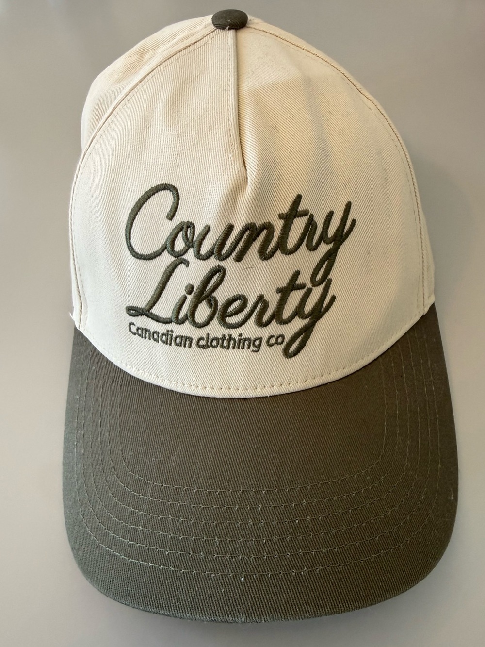 Country Liberty Two-Tone Baseball Cap - Cream & Olive